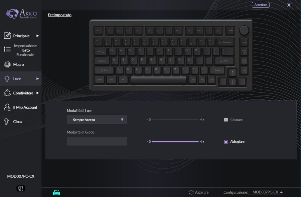 akko software impostazioni rgb
